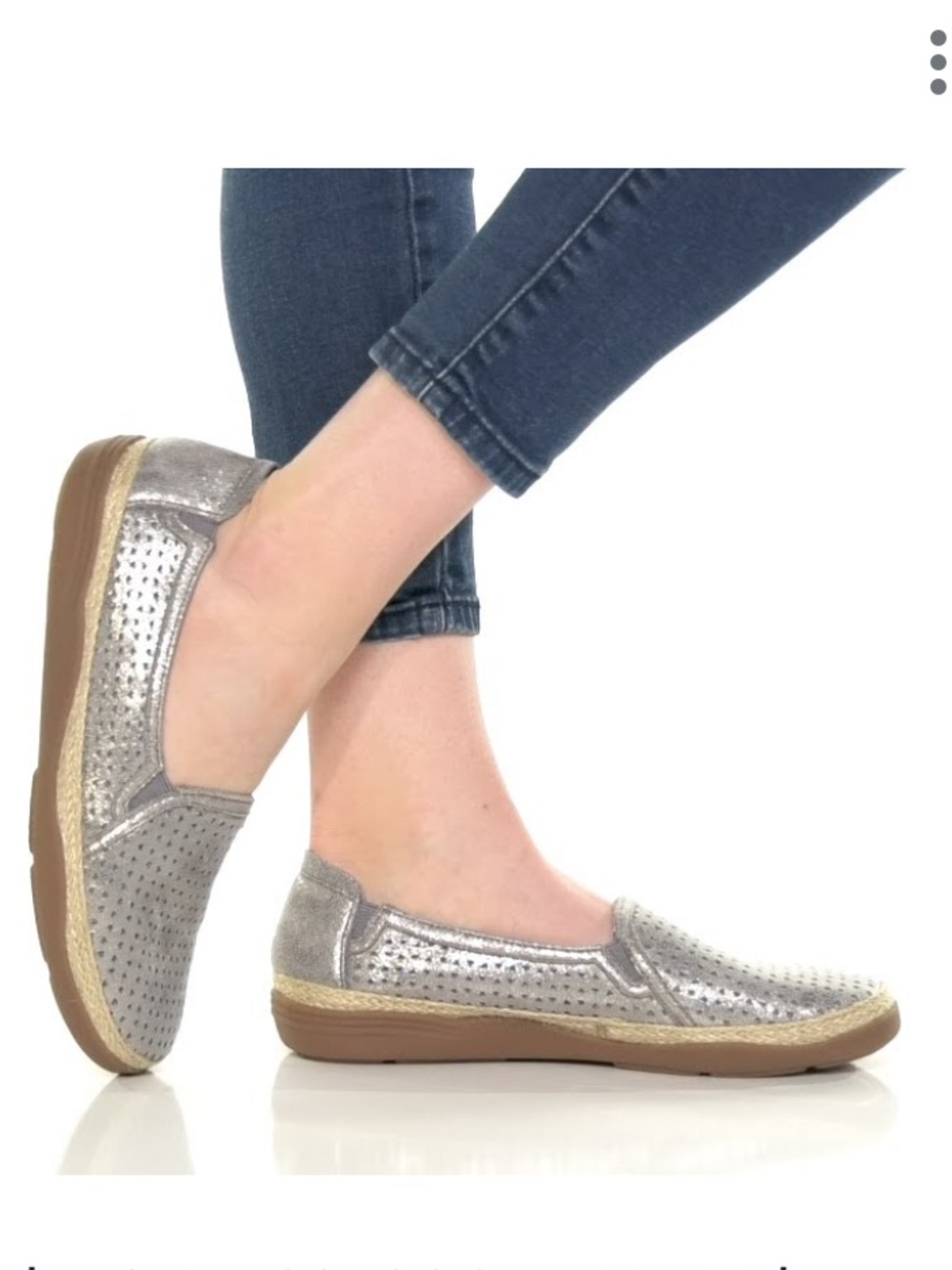 Clarks Elaina Ruby women size 11  Silver Metallic Perforated Slip-On Espadrille